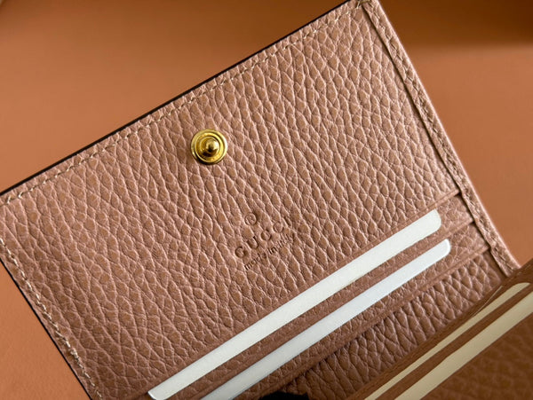 Gucci Marmont Wallet Ebony mix Pink Canvas Leather 250960