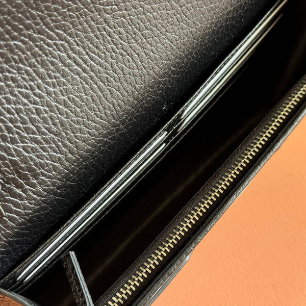 Gucci Marmont Chain Wallet Black Leather 255321