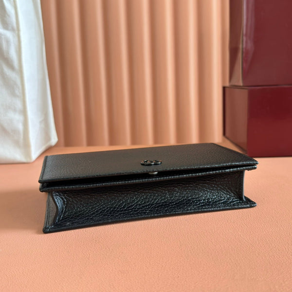 Gucci Marmont Chain Wallet Black Leather 255321