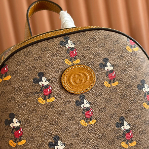 Gucci Mickey Backpack Brown Canvas Leather 255347