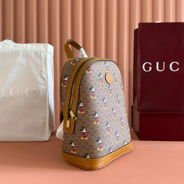 Gucci Mickey Backpack Brown Canvas Leather 255347