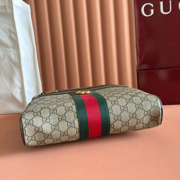 Gucci Ophidia GG Small Messenger Bag Ebony Brown Canvas Leather