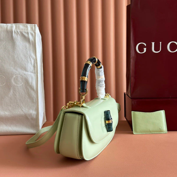 Gucci Bamboo Diva Bag Mint Green Leather 255199