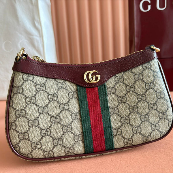 Gucci Ophidia 26cm Bag Ebony Red Canvas 255297
