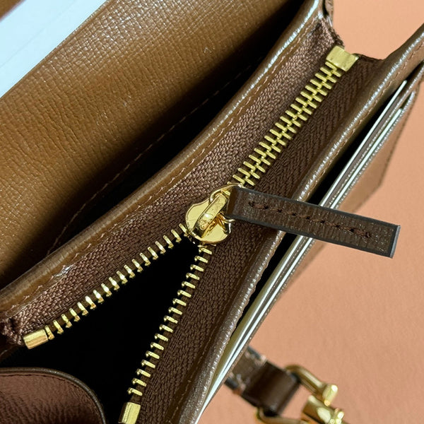 Gucci Jackie Wallet Ebony Brown Canvas Leather 255171