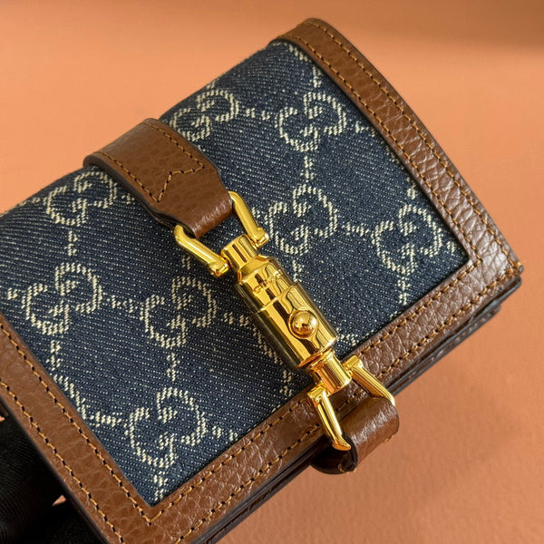 Gucci Jackie Wallet Blue Brown Canvas Leather 255172