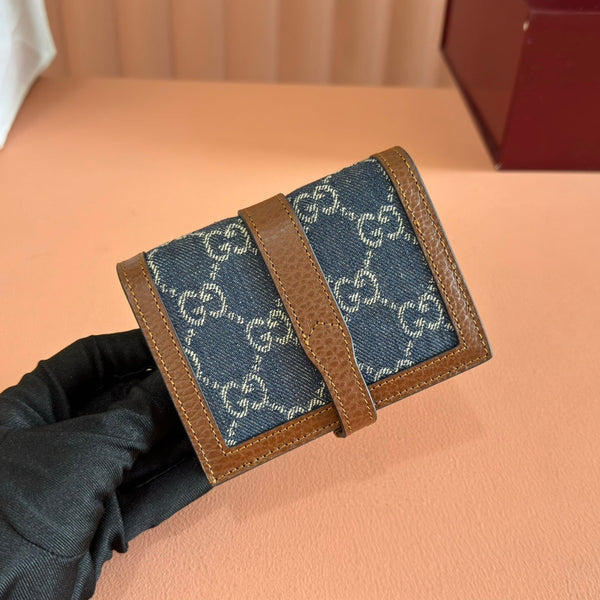 Gucci Jackie Wallet Blue Brown Canvas Leather 255172