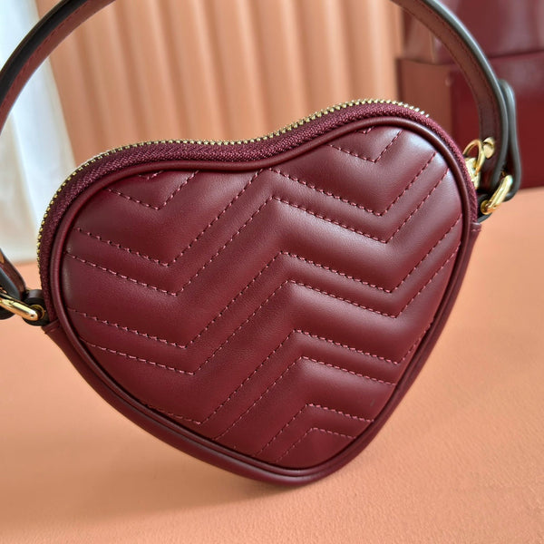 Gucci Marmont Heart Bag Rosso Ancora Red Calfskin 255058