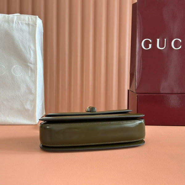 Gucci Bamboo Diva Bag Dark Green Leather 255007