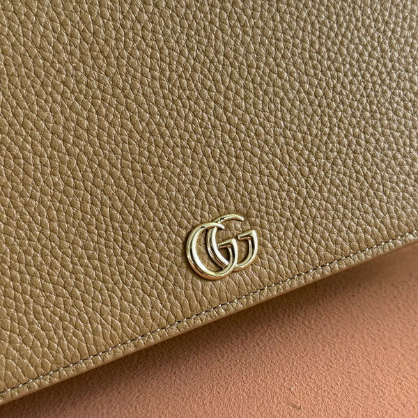 Gucci Marmont Chain Wallet Brown mix Light Green Leather 254943