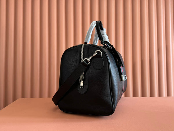 GG Savoy Medium Duffle Bag Black Leather