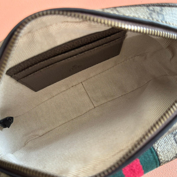 Gucci Ophidia Mini Handbag Beige Brown Canvas Leather 272065