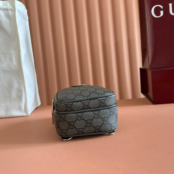 GG Ophidia Mini Messenger Dark Oliver Grey GG Monogram Fabric 272070