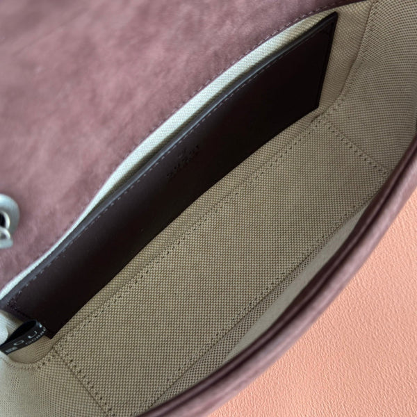 GG Marmont Medium Shoulder Bag Dark Brown Suede 272098