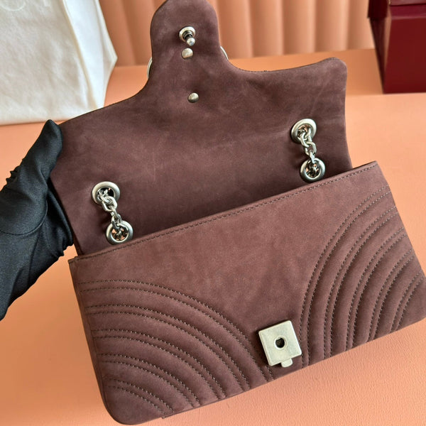 GG Marmont Shoulder Bag Dark Brown Suede 272099