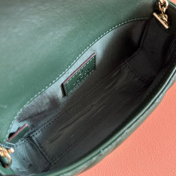 Gucci Marmont Bag 17 Dark Green Lambskin Gold Hardware 271791