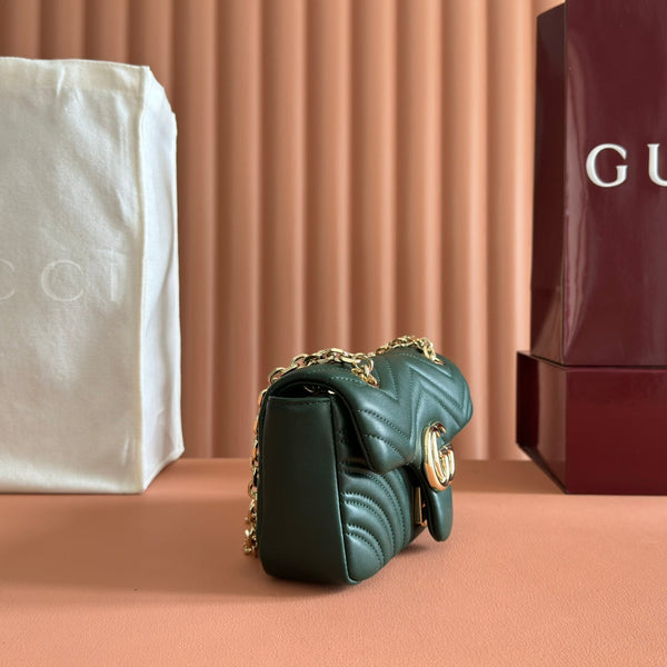 Gucci Marmont Bag 22 Dark Green Lambskin Gold Hardware 271792