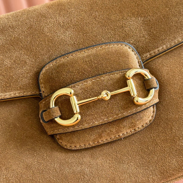 Gucci Horsebit 1955 Handbag 26 Brown Suede 271776
