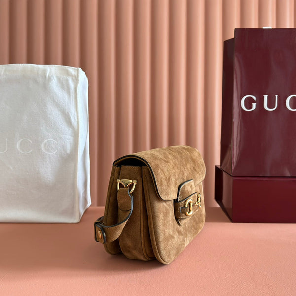 Gucci Horsebit 1955 Handbag 26 Brown Suede 271776