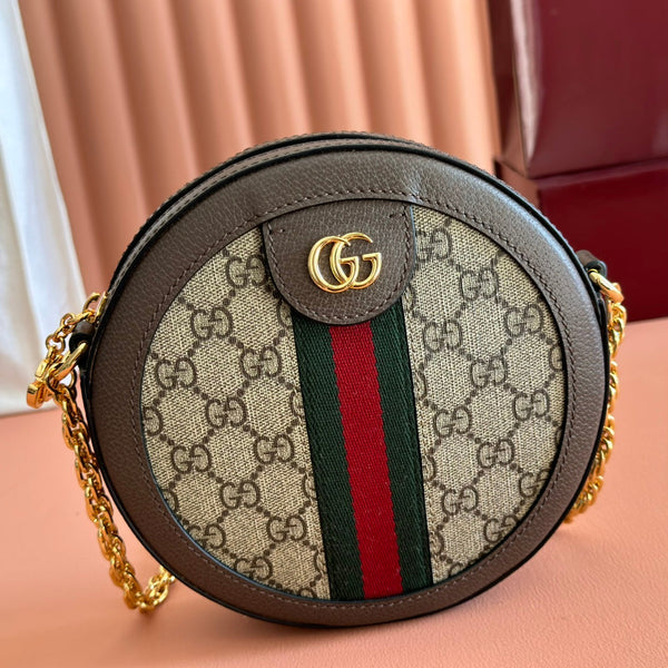 GG 2025 Round Bag Ebony mix Colors Canvas Leather 273587