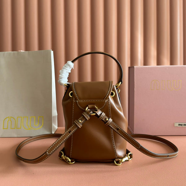 Miu MIni Backpack Brown Leather 273201