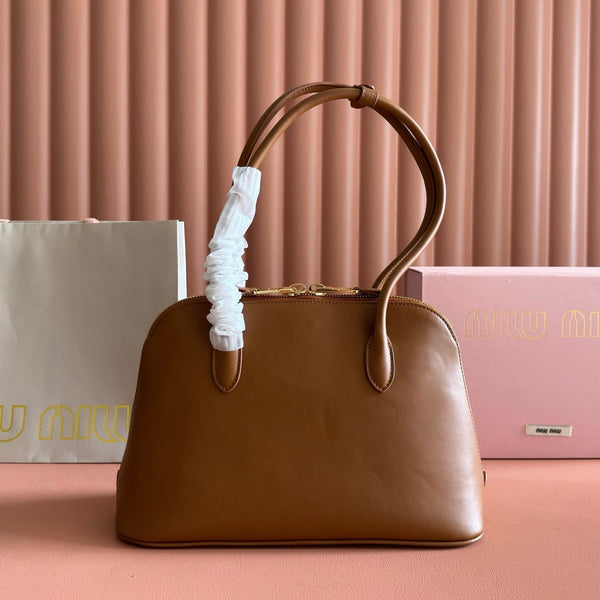 Miu Shell Bag Brown Lambskin