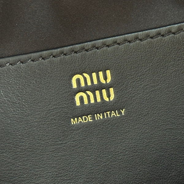 Miu Beau Semi-Circular Small Bowling Bag Black Leather