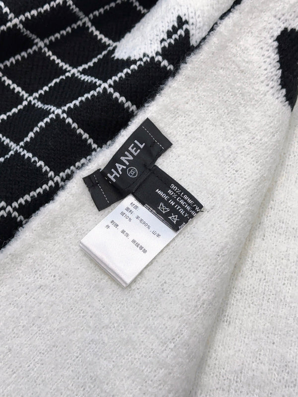 CC 25 Scarf 190cm Black White Wool 968580