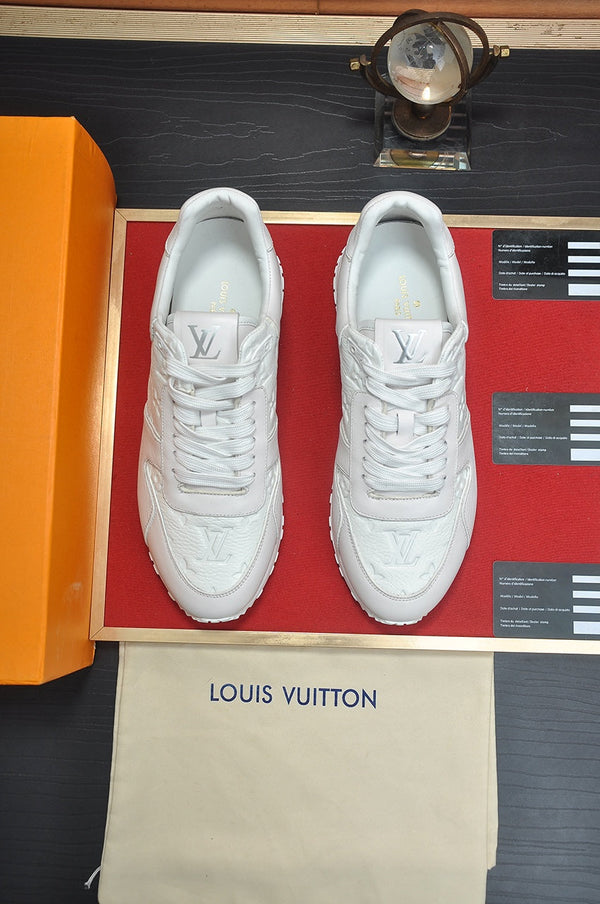 LV TRAINER SHOES IN WHITE EMBOSSED LAMBSKIN