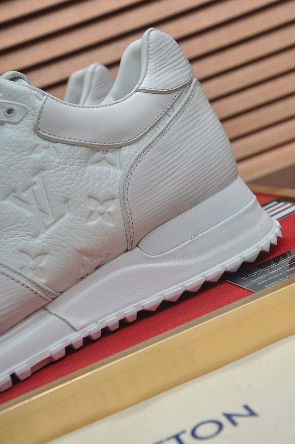 LV TRAINER SHOES IN WHITE EMBOSSED LAMBSKIN