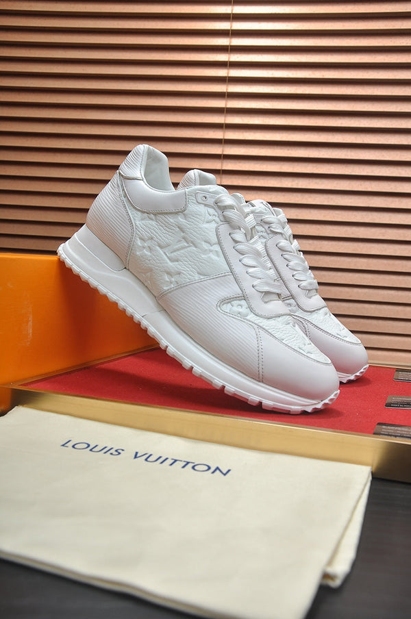LV TRAINER SHOES IN WHITE EMBOSSED LAMBSKIN