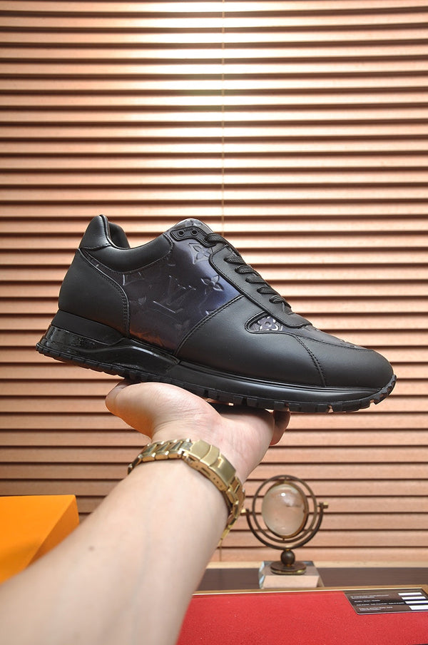 LV TRAINER SHOES IN BLACK EMBOSSED SOFT LAMBSKIN