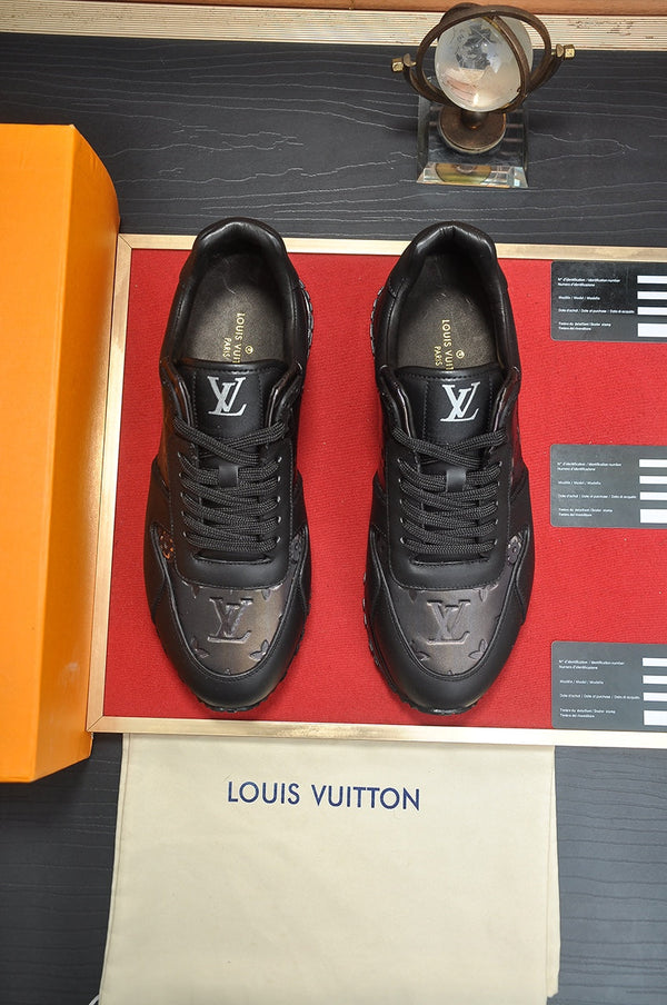LV TRAINER SHOES IN BLACK EMBOSSED SOFT LAMBSKIN