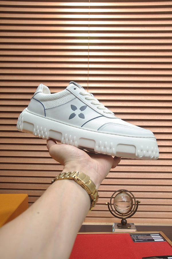 LV TRAINER BIANCO MIX GRIGIO PELLE DI VITELLO