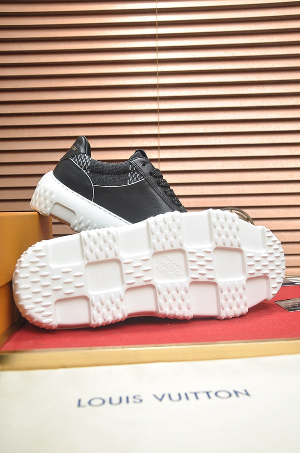 LV TRAINER BLACK CALFSKIN AND DENIM