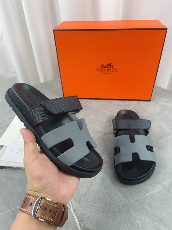chypre sandal black grey calfskin