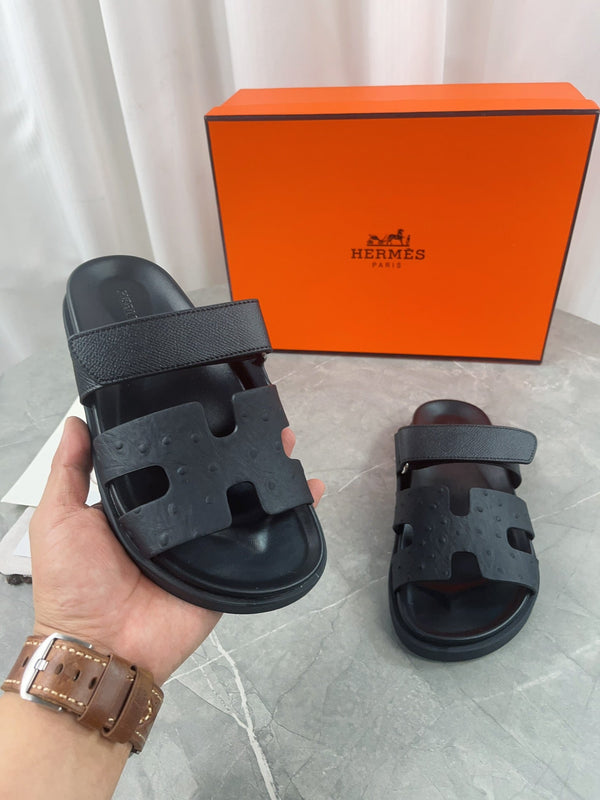 chypre sandal all black calfskin