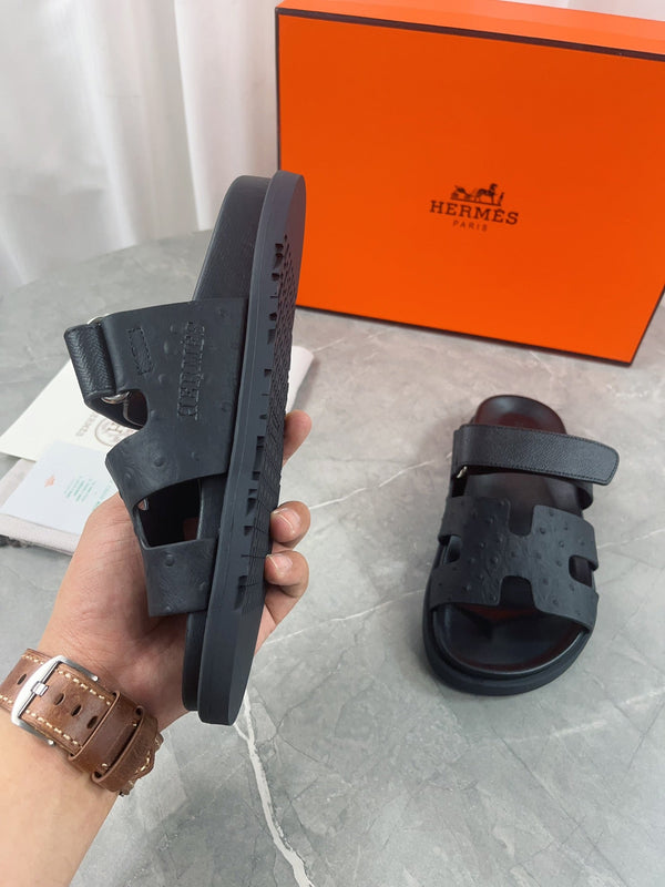 chypre sandal all black calfskin