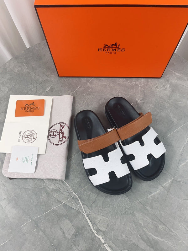 chypre sandal brown white calfskin