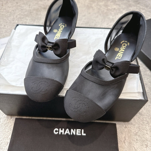 CC 25b Fall-Winter Mary Janes 15mm Black Mesh & Grosgrain 415777