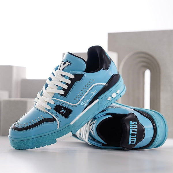 LV TRAINER CERULEAN BLUE MIX BLACK CALFSKIN