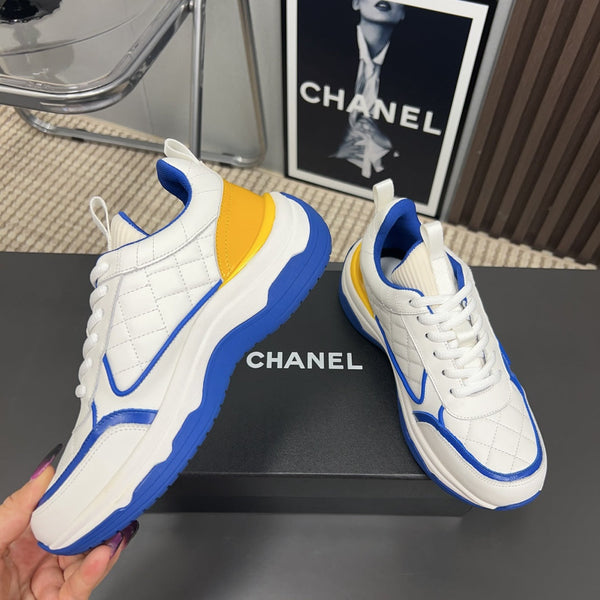 CC Sneaker Blue Yellow Quilted Cowhide