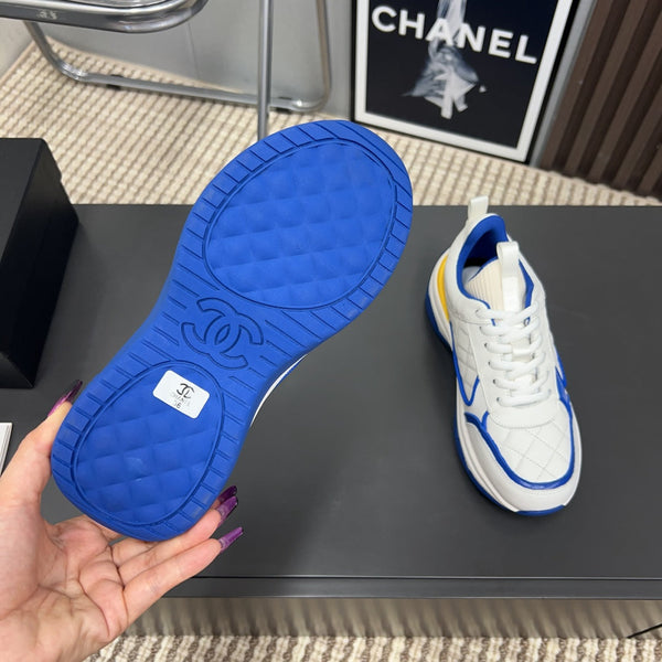 CC Sneaker Blue Yellow Quilted Cowhide