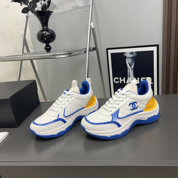 CC Sneaker Blue Yellow Quilted Cowhide