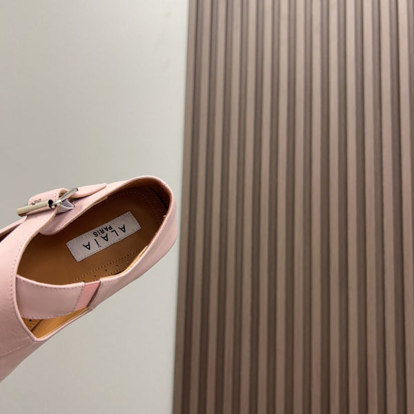 Alaila Criss Cross Ballet Flats In Light Pink Lambskin 996035