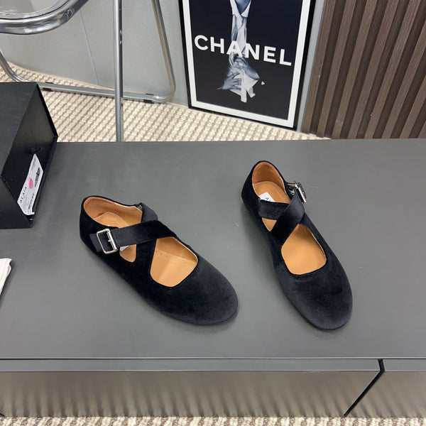 Ballerine Alaila Criss Cross in velluto nero 996039