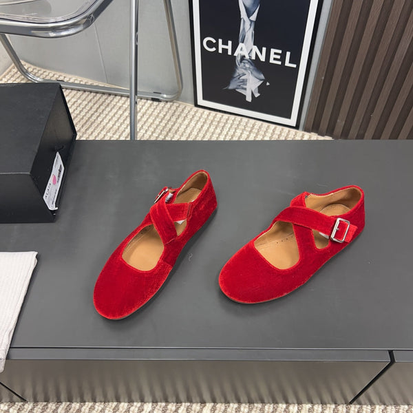 Ballerine Alaila Criss Cross in velluto rosso 996049