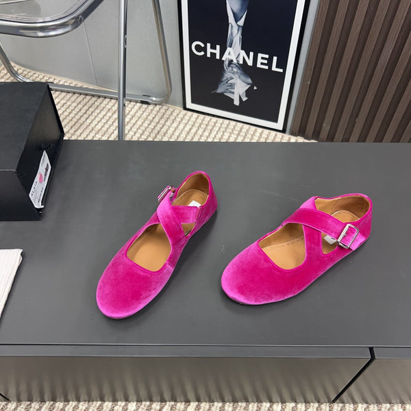 Ballerine Alaila Criss Cross in velluto rosa intenso 996051