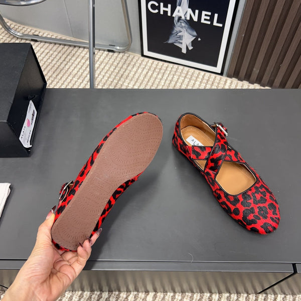 Alaila Criss Cross Ballet Flats In Red Lambskin 996061