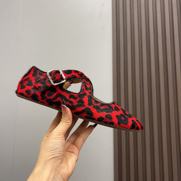 Alaila Criss Cross Ballet Flats In Red Lambskin 996061